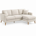 Winkelsofa mit Recamiere rechts, Creme/Naturbraun, 240 x 160 x 85 cm