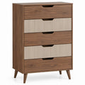 Schubladenkommode mit 5 Schubladen, Walnussbraun/Beige, 80 x 40 x 120 cm