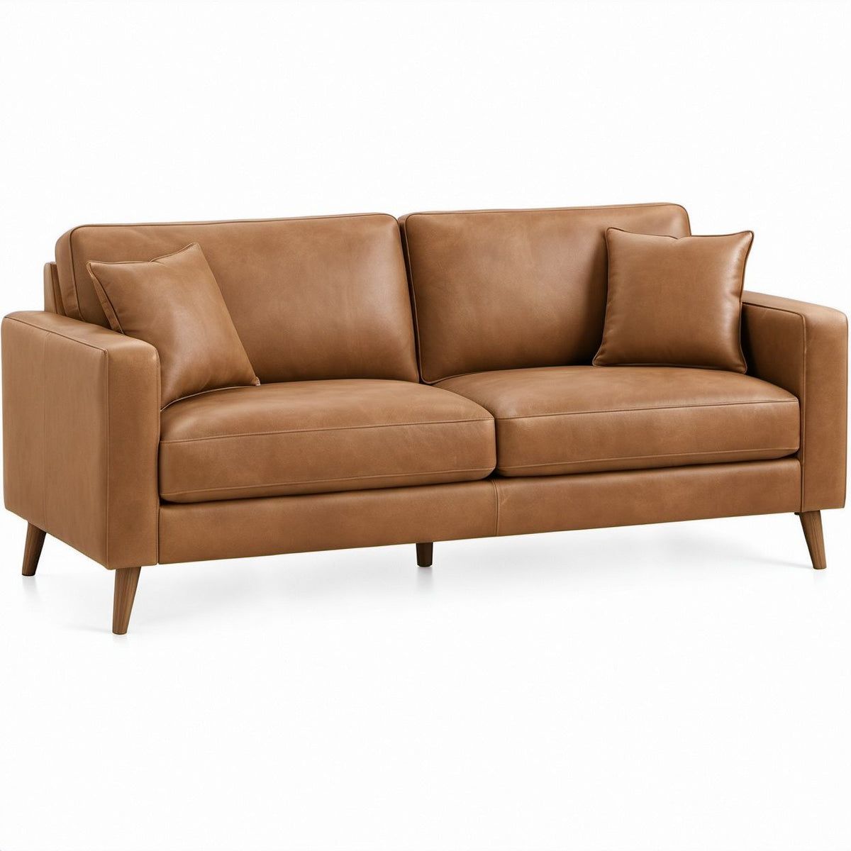 2-Sitzer-Sofa in Cognacbraun aus PU-Kunstleder, 180 x 85 x 82 cm