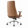Ergonomischer Chefsessel aus braunem PU-Kunstleder mit Walnussholzdekor, 68 x 68 x 118–128 cm