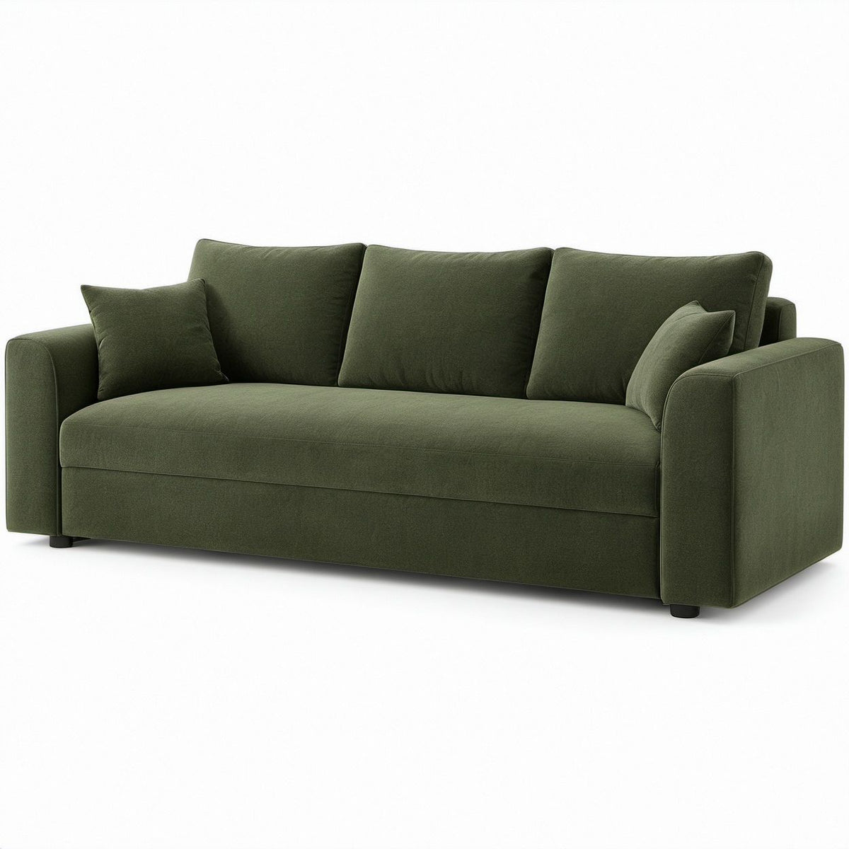 Gerades 3-Sitzer-Sofa in Olivgrün mit Polyester-Samtbezug, 220 x 95 x 85 cm