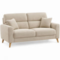 2-Sitzer-Sofa Beige/Natur, Polyesterbezug und Massivholzfüße, 170 x 88 x 86 cm