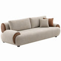 3-Sitzer-Sofa in Beige und Braun, Polyester und PU-Kunstleder, 230 x 100 x 82 cm