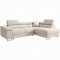 Ecksofa mit rechter Recamiere, verstellbaren Kopfstützen, Beige/Goldfarben, 290 x 170 x 85–103 cm