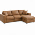 Ecksofa mit rechter Recamiere aus PU-Kunstleder in Cognac, 250 x 160 x 85 cm