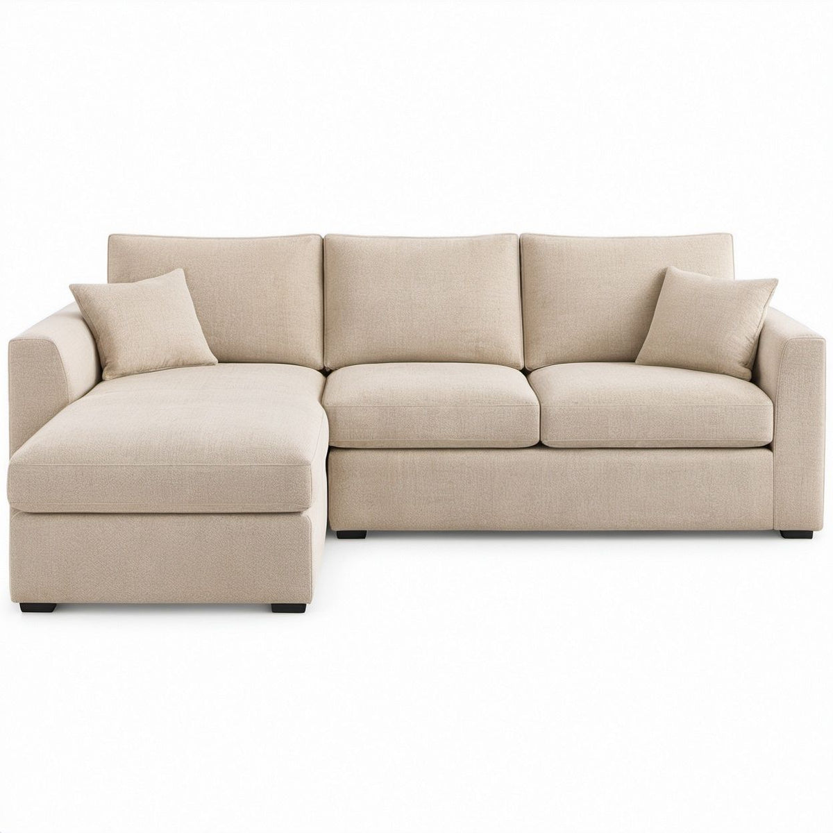 L-förmiges Sofa mit linker Recamiere, Beige/Schwarz, 260 x 160 x 85 cm