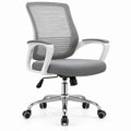 Ergonomischer Bürodrehstuhl mit Netzrücken, Grau/Weiß/Silber/Schwarz, 63 x 63 x 112–122 cm